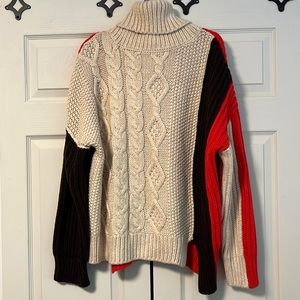 Womens color blocked turtleneck sweater